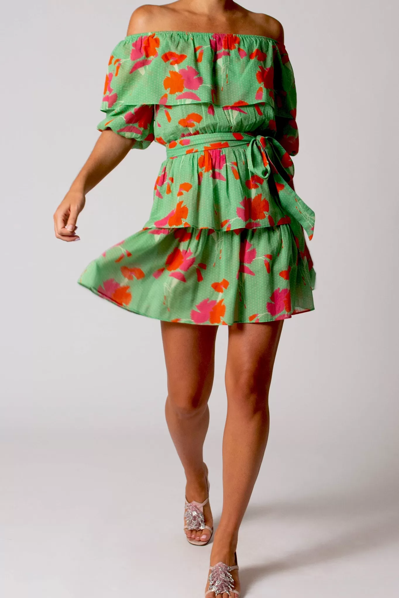 Basil Printed Gauze Mini Dress>Miguelina Sale