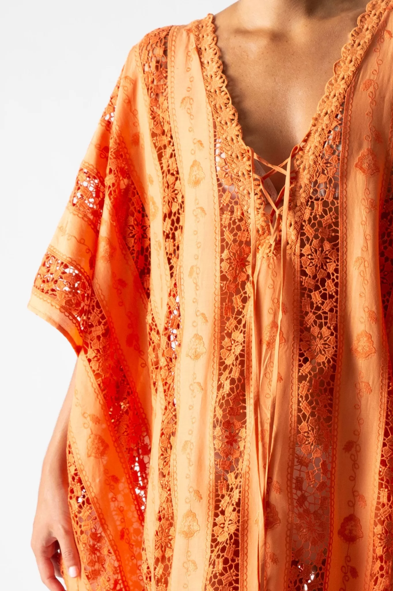 Blair Embroidered Caftan In Sunset Orange>Miguelina Best