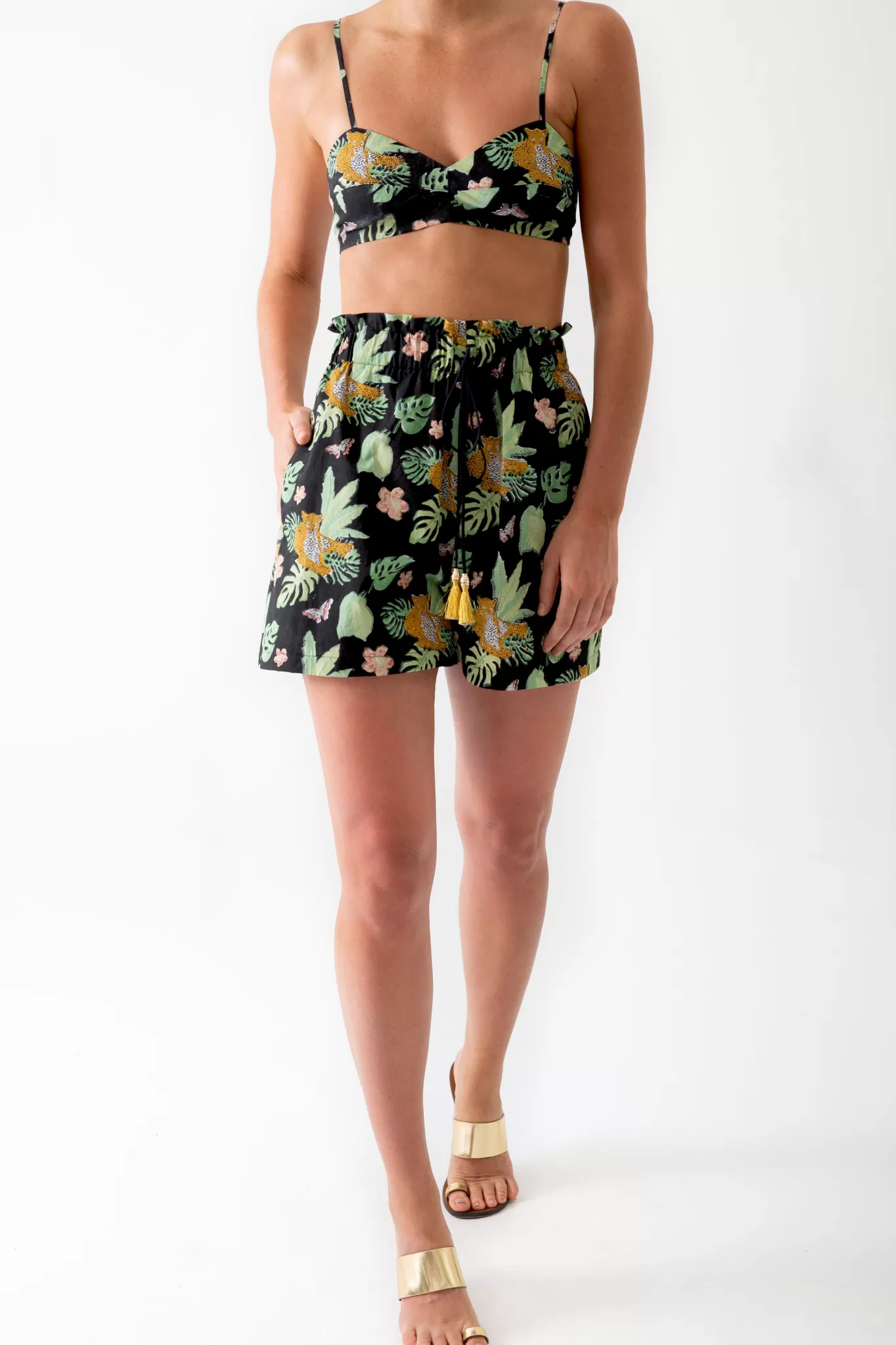 Block-Printed Jungle Sienna Shorts>Miguelina Store