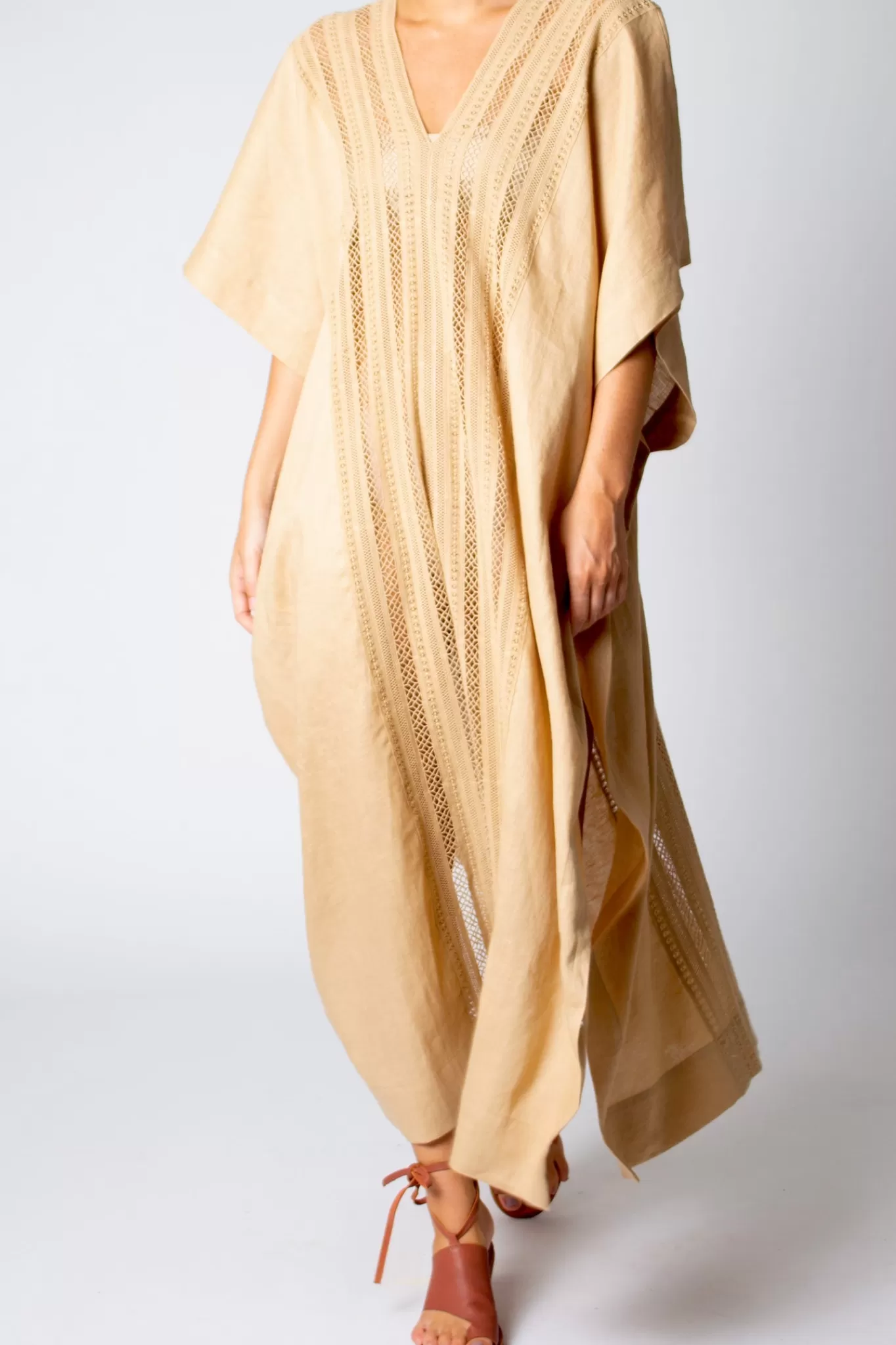 Brea Caftan In Washed Linen>Miguelina Sale