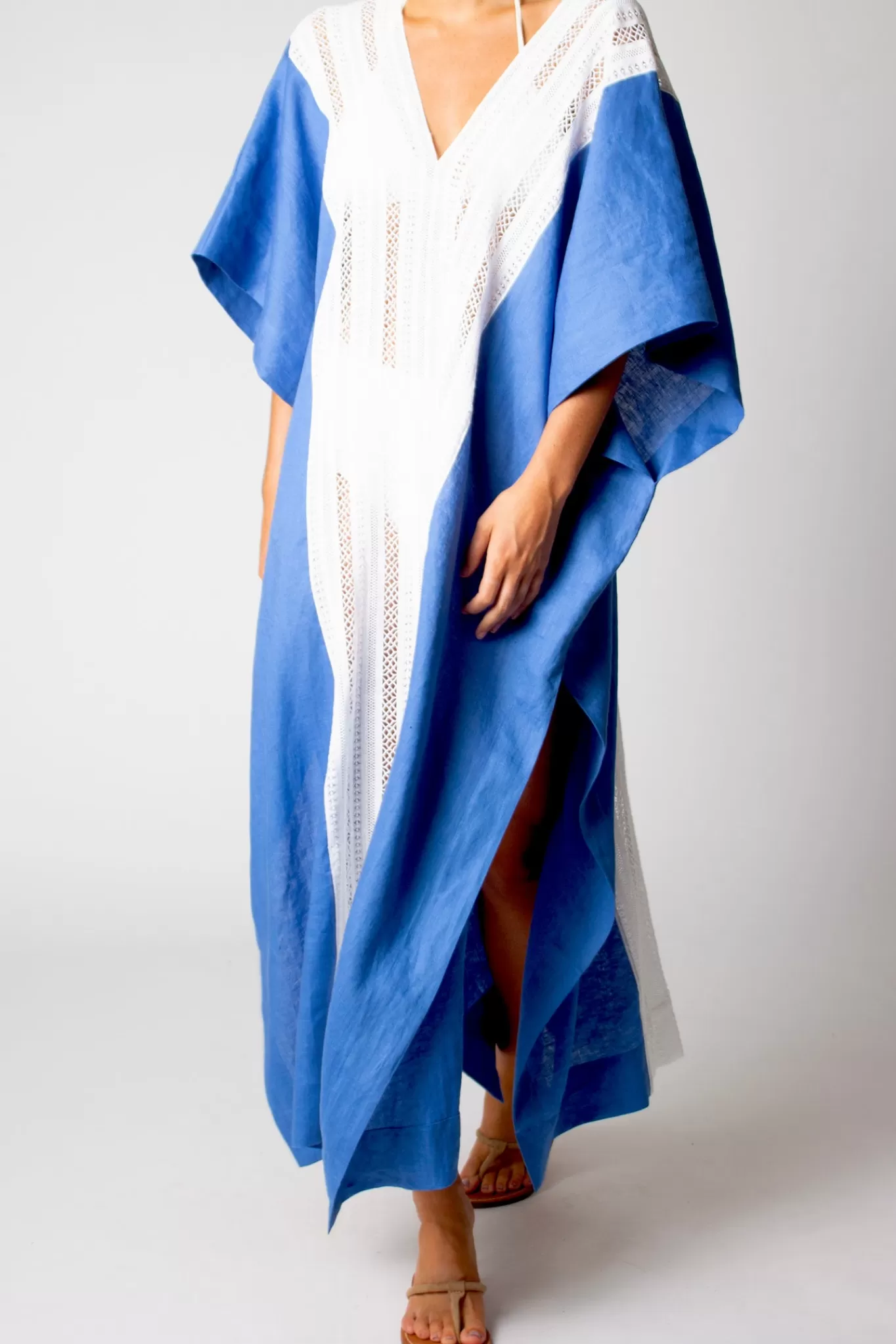 Brea Caftan In Washed Linen>Miguelina New