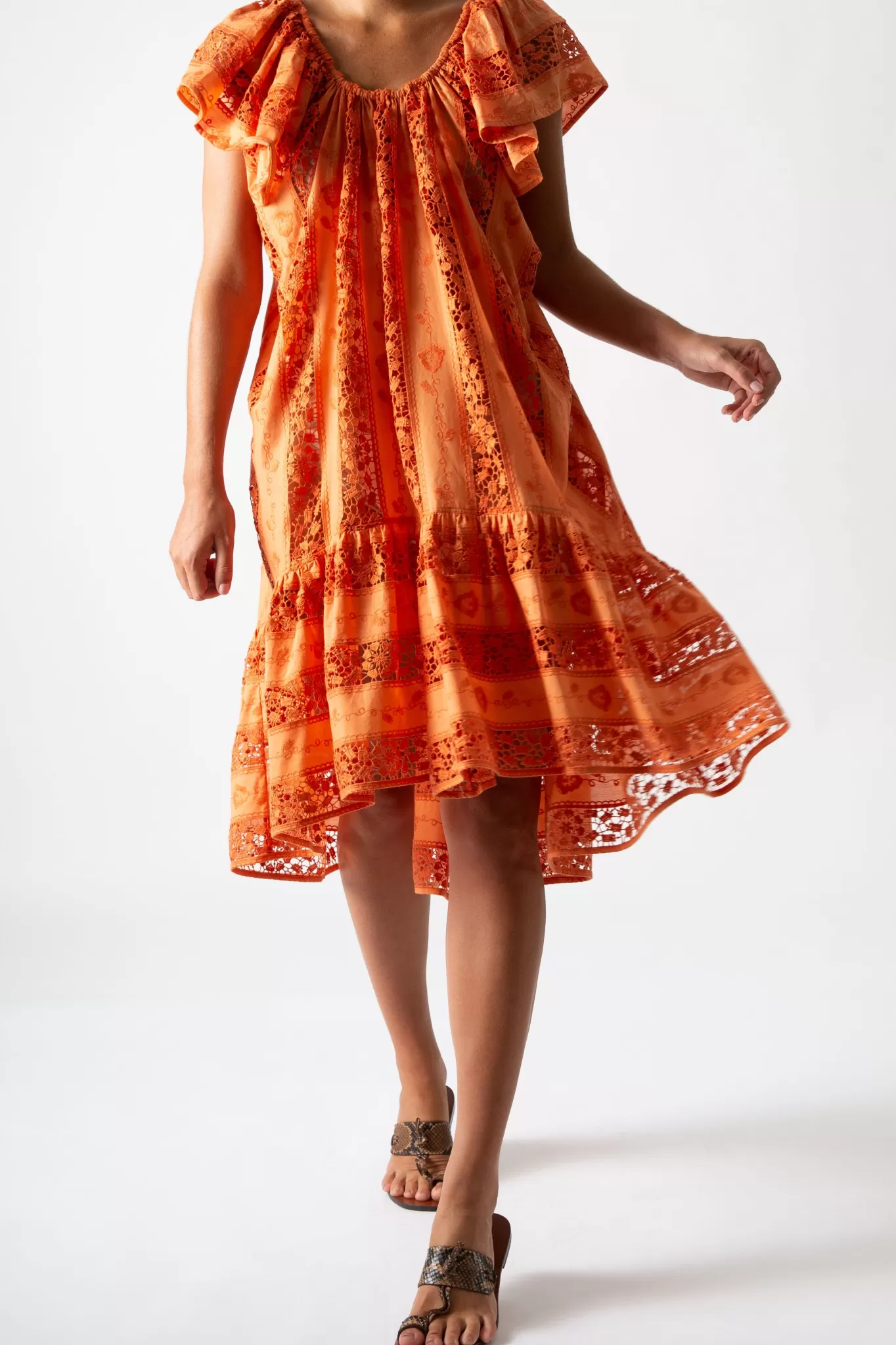 Danica Embroidered Coverup In Sunset Orange>Miguelina Hot