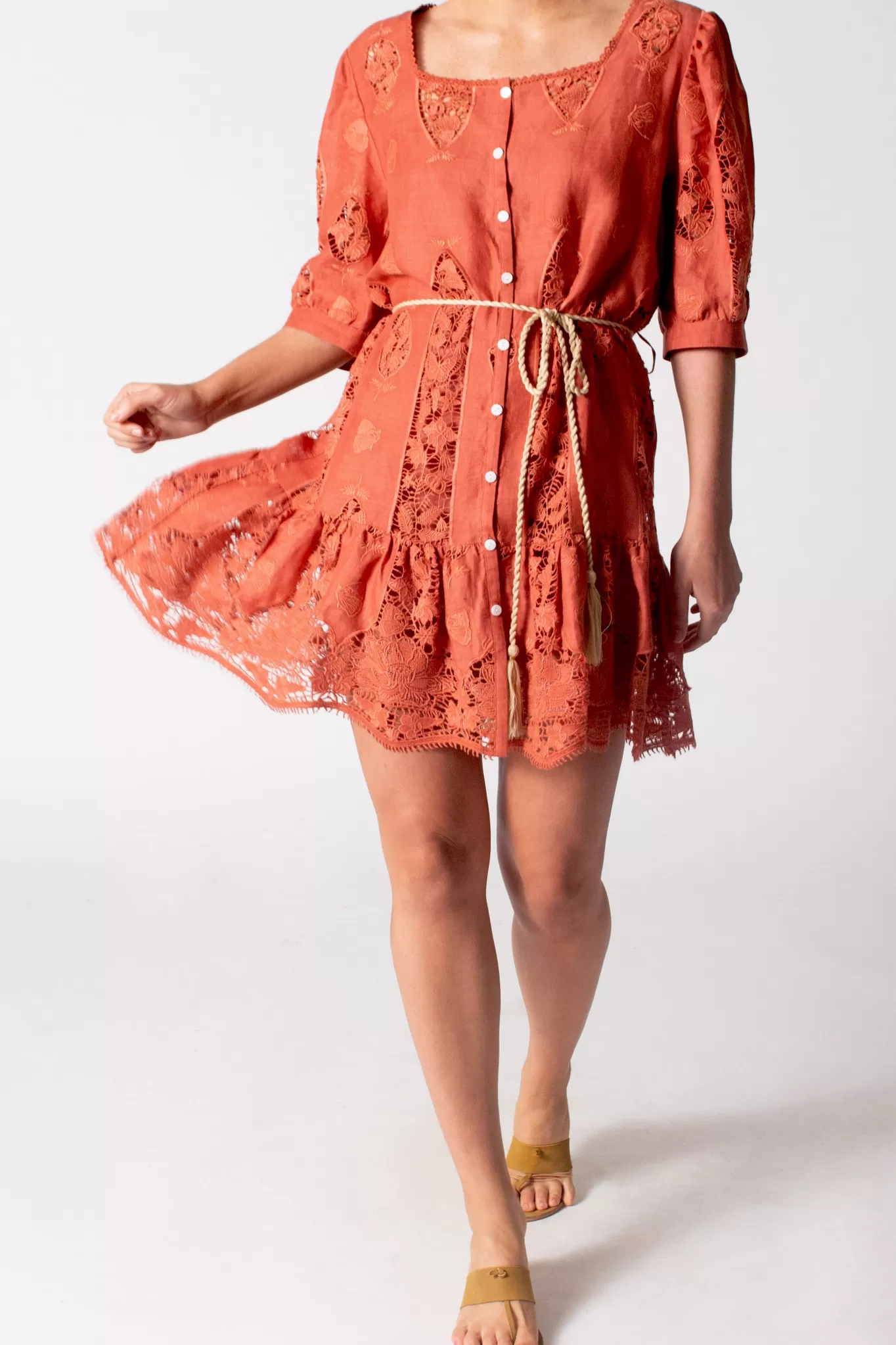 Dixie Lotus Embroidery Dress>Miguelina Discount