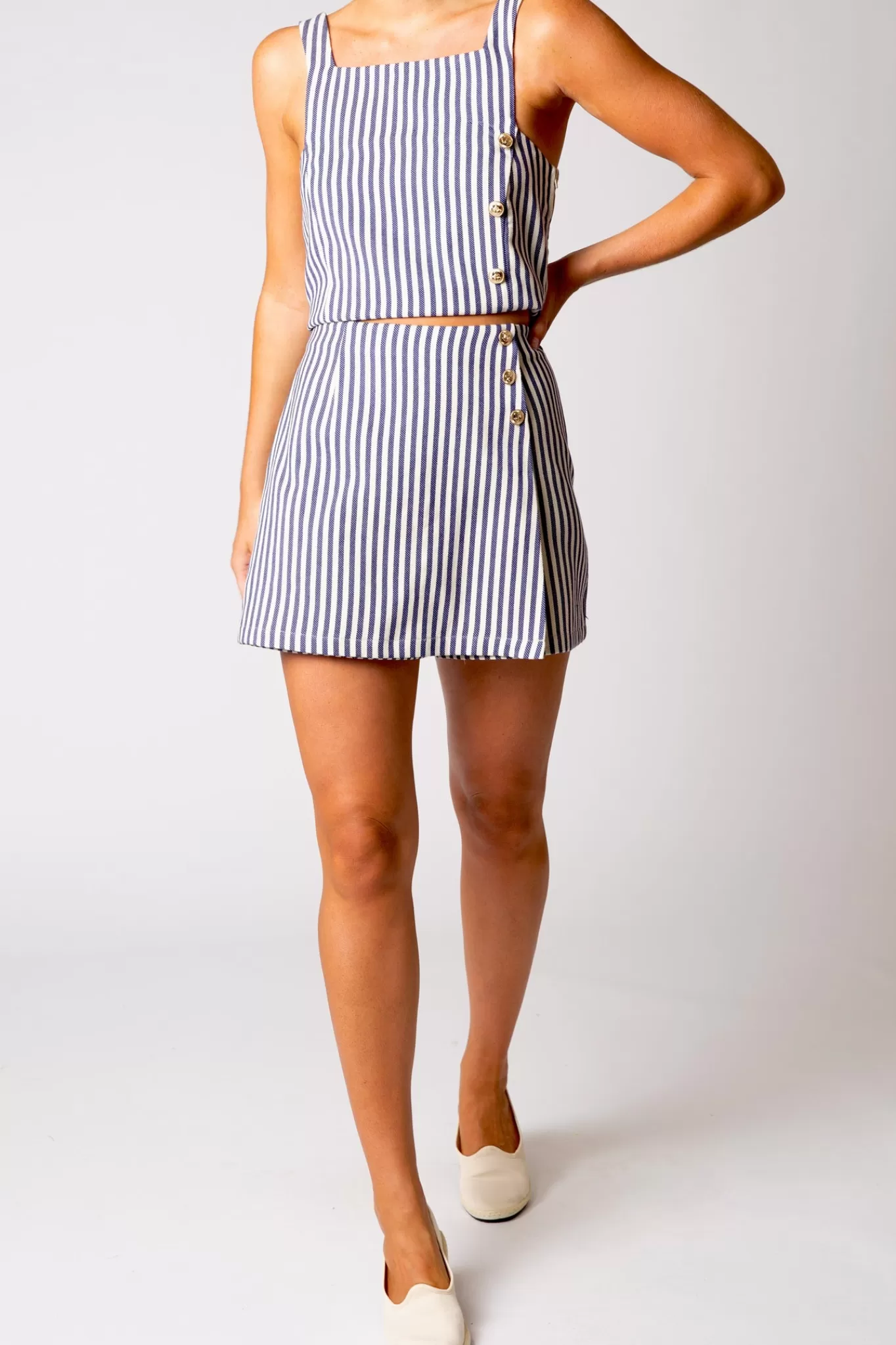 Evelyn Pinstripe Busatti Crop Top>Miguelina Cheap