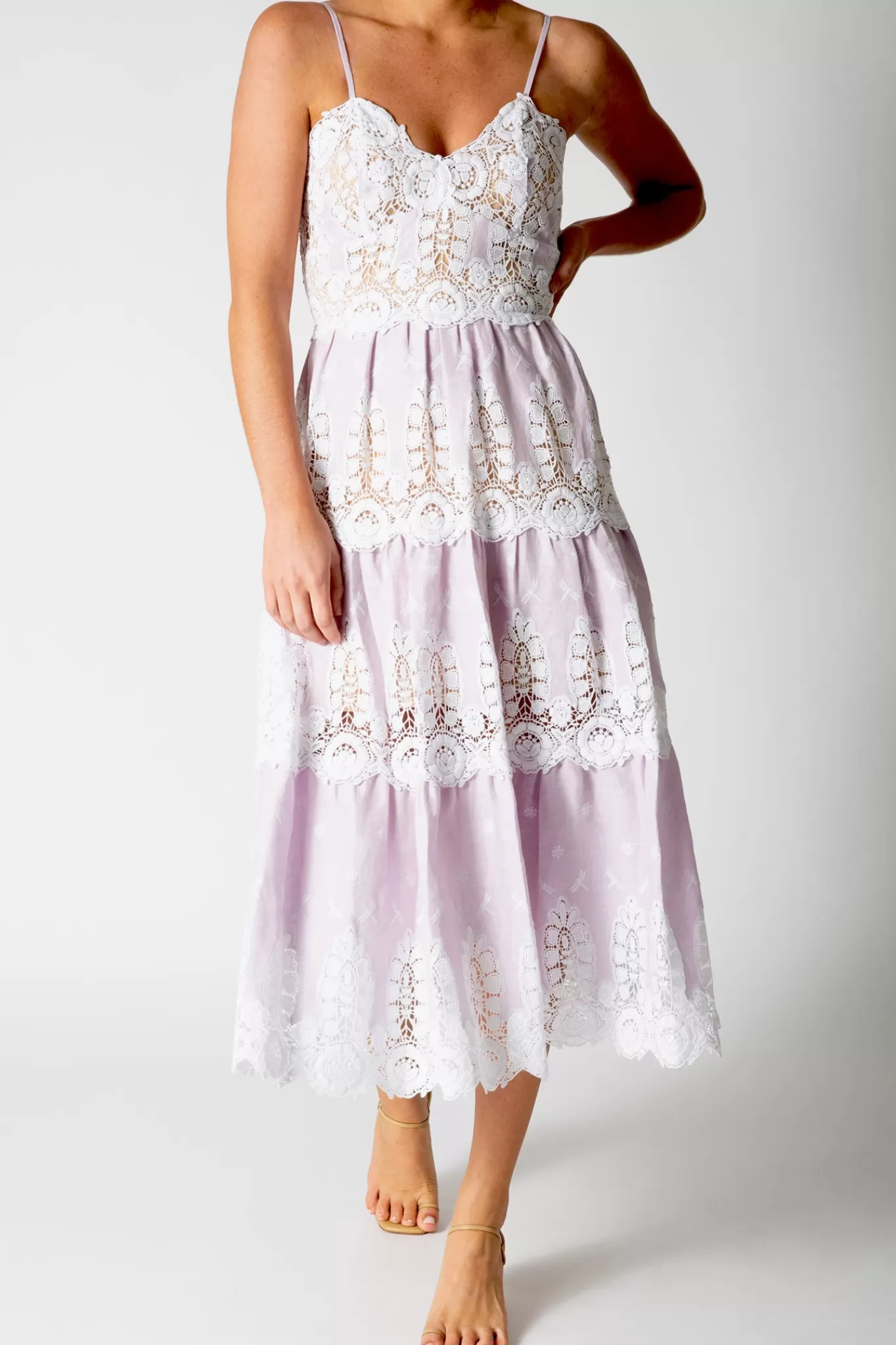 Lotte Dragonfly Embroidered Linen Dress In>Miguelina Online