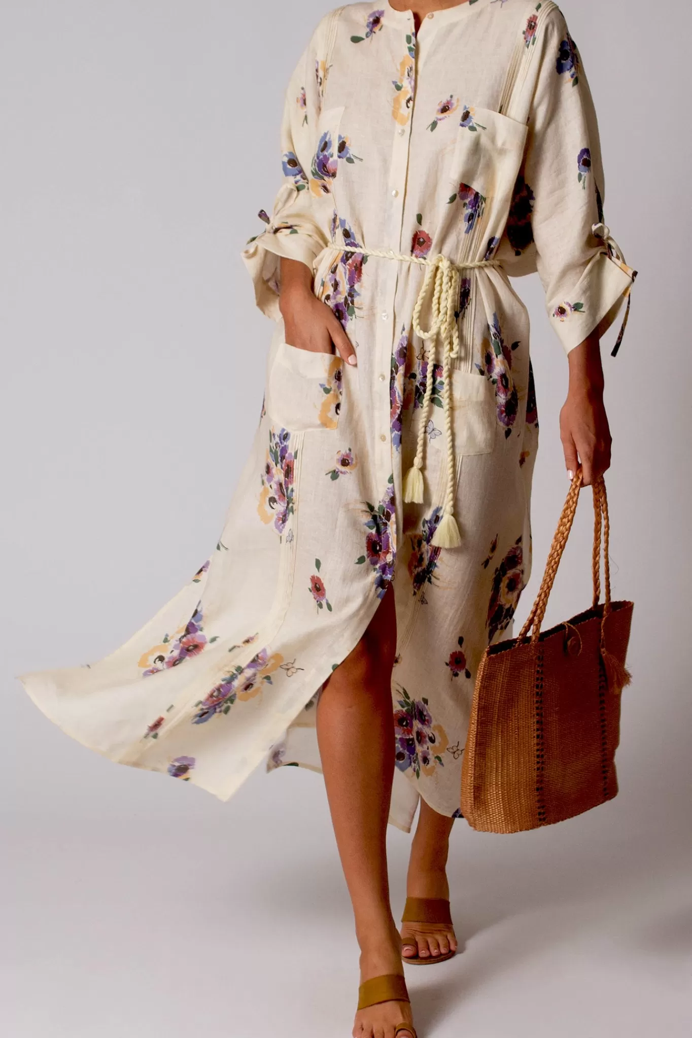 Paisley Linen Bouquet Dress>Miguelina Fashion