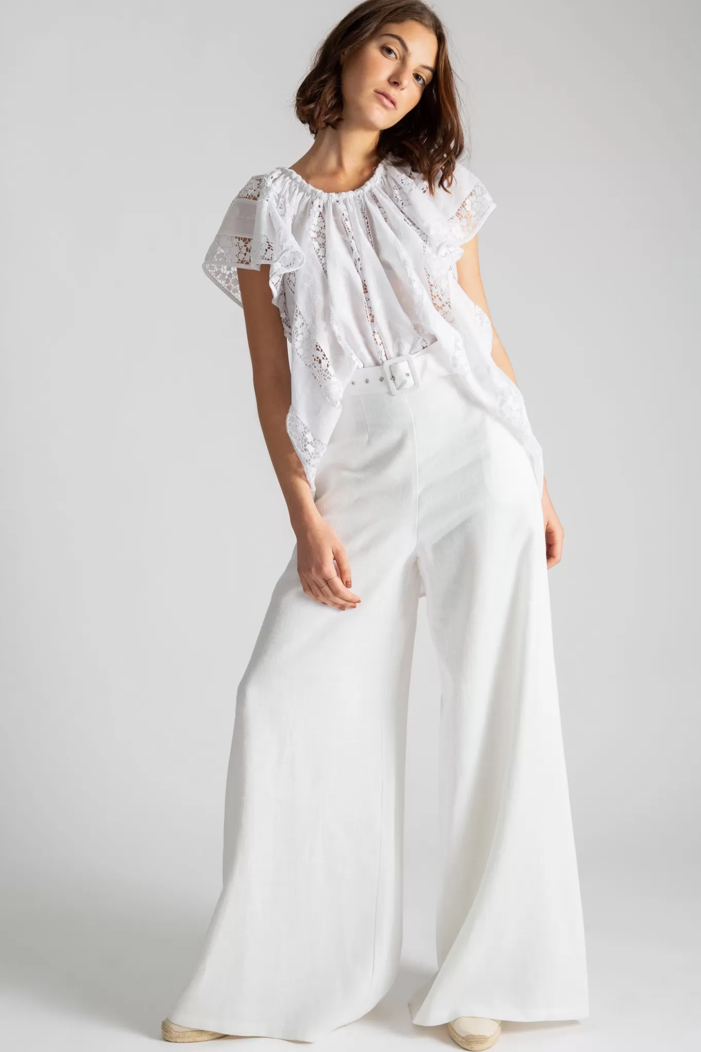 Pamela Flared Sorrento Linen Pant —>Miguelina Flash Sale