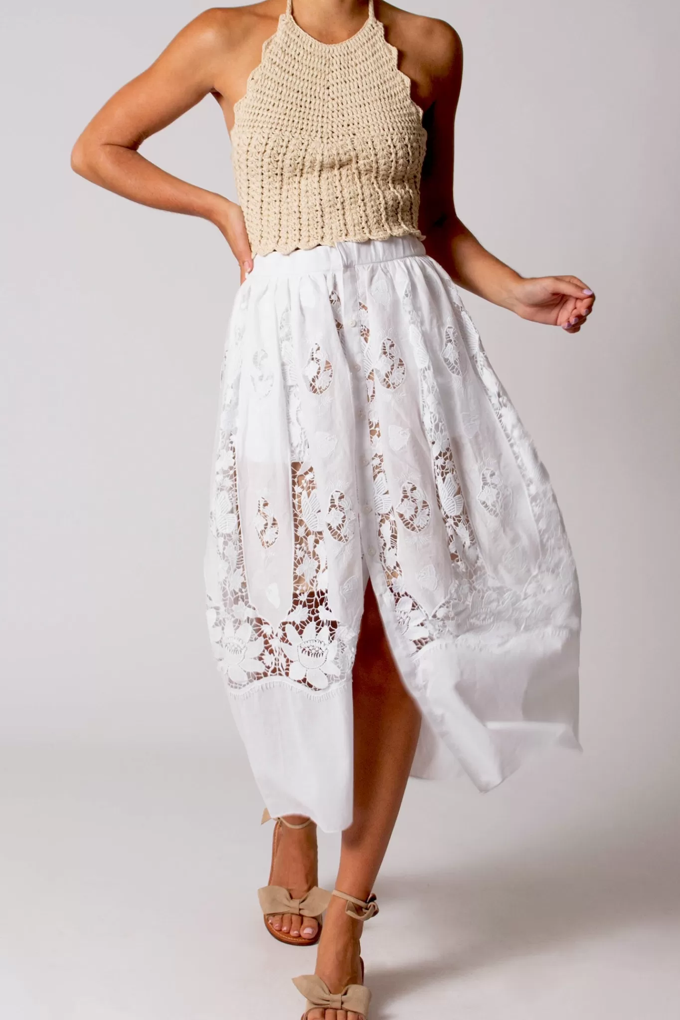 Reagan Embroidered Cotton Skirt>Miguelina Best