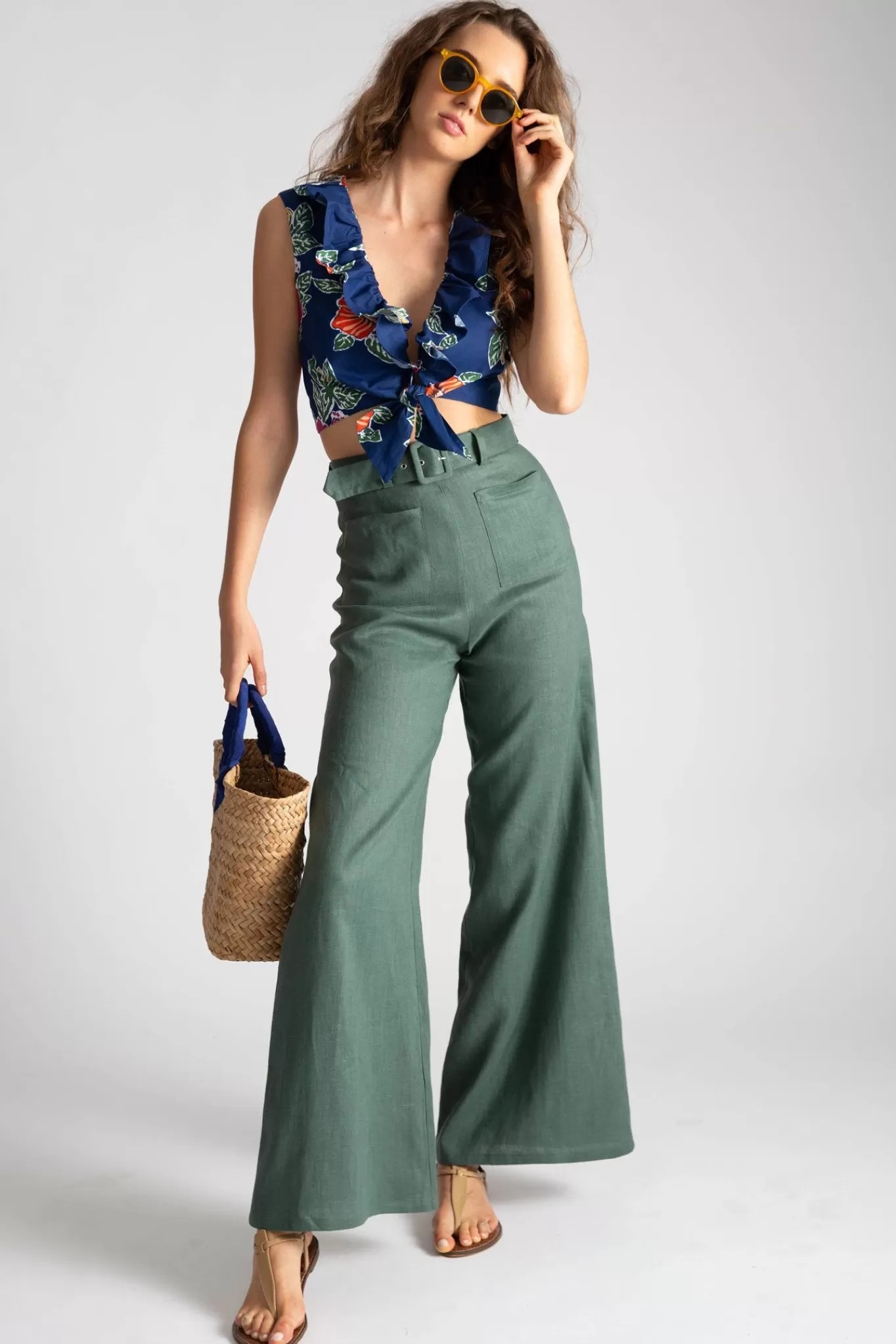 Rita Linen Pant>Miguelina Sale