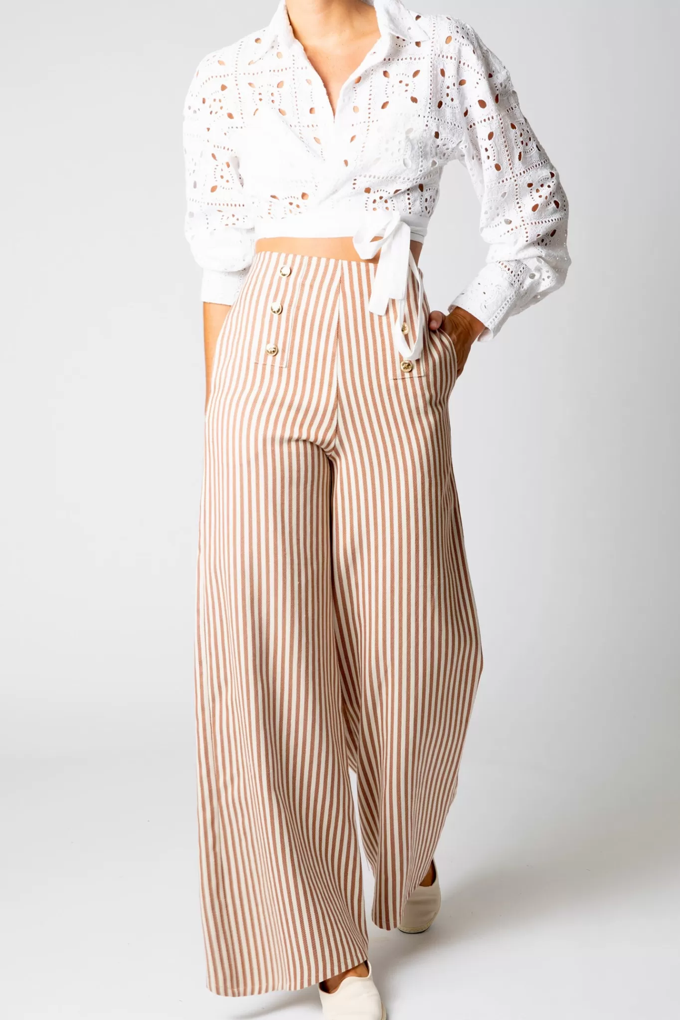 Savannah Patchwork Eyelet Wrap Top>Miguelina Store