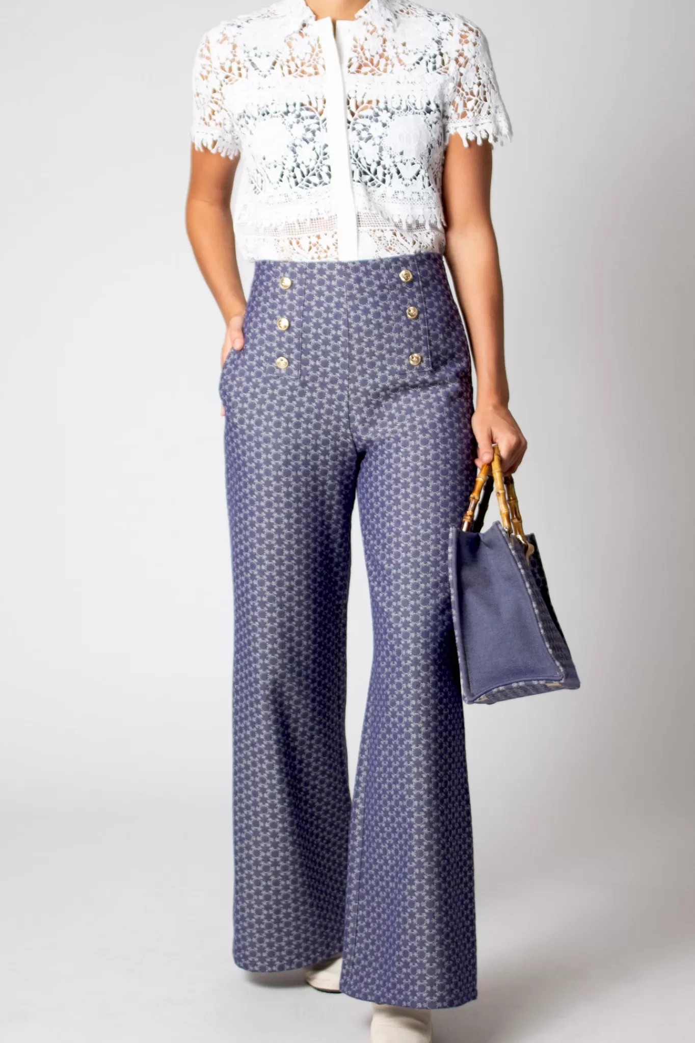 Serafina Monogram Wide Leg Pant>Miguelina Shop