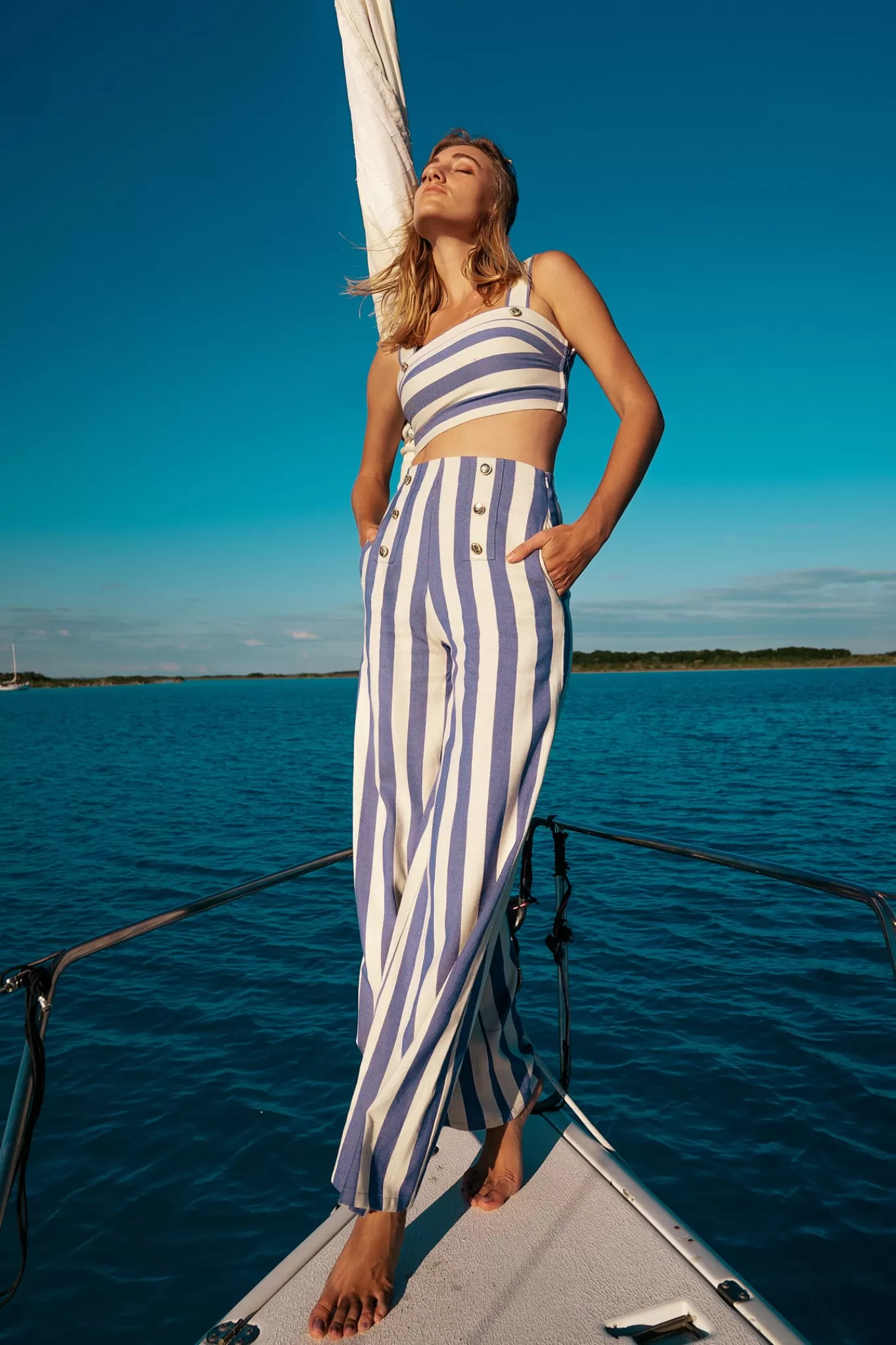 Serafina Striped Busatti Pants>Miguelina Best Sale