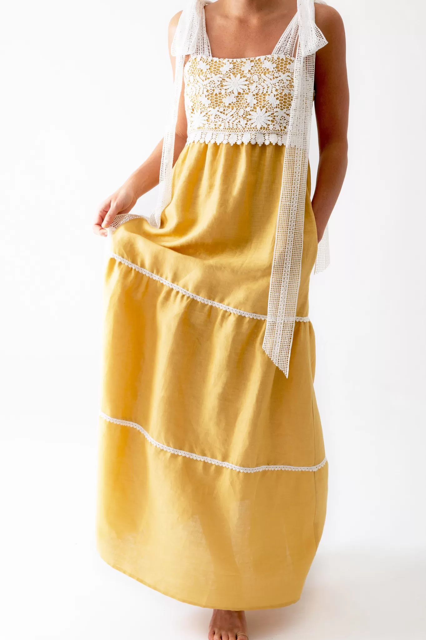 Three-Tier Juniper Dress With Flower Lace>Miguelina Discount